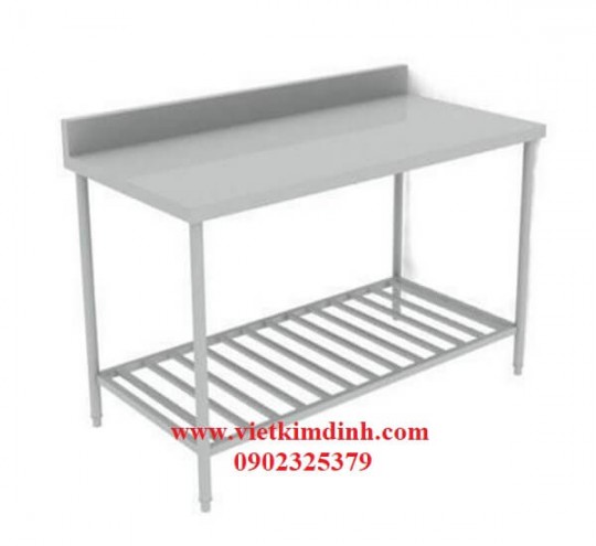 Bàn inox có 1 kệ thanh dưới có gáy